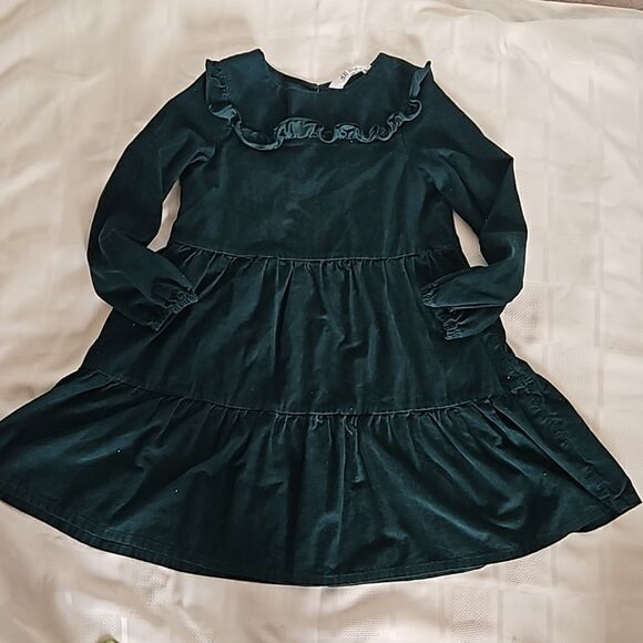 H&M Girl's Corduroy Long Sleeves Mini Dress Dark Green Size 6-7 Year Old - Picture 13 of 16